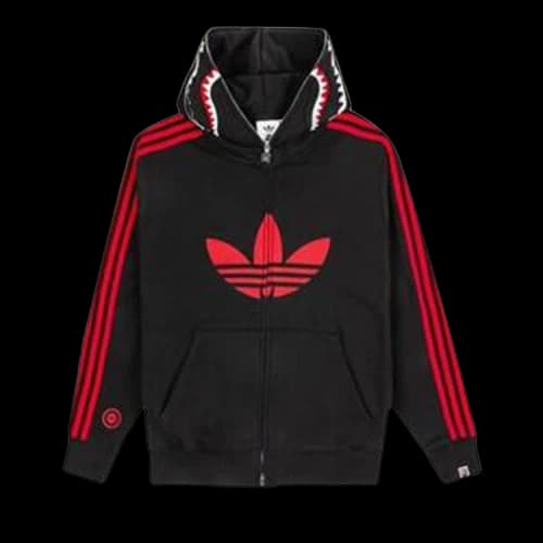 BAPE x adidas Shark Fleece Full Zip Hoodie Black