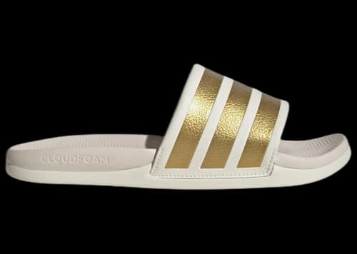 adidas Adilette Comfort 2.0 Slides Off White Gold Metallic (Women's)