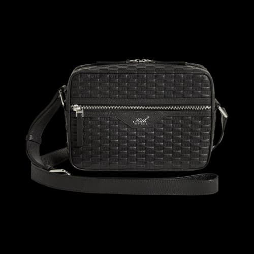 Kith Monogram Tumbled Leather Camera Crossbody Bag Black