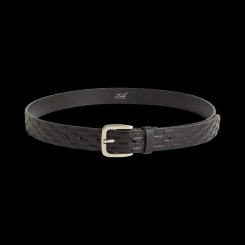 Kith Monogram Tumbled Leather Belt Black