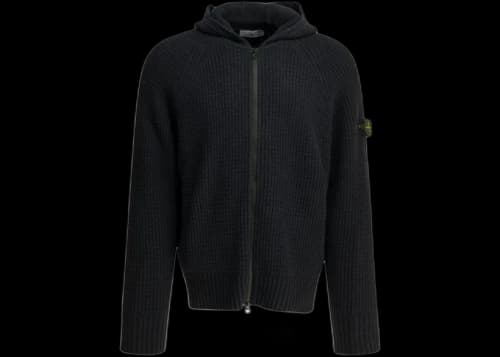 Stone Island Zip-Up Logo Sweater Black