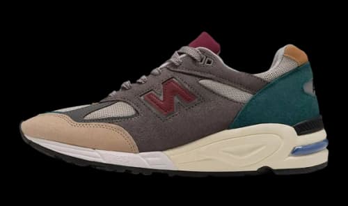 New Balance 990v2 Grey Green Maroon