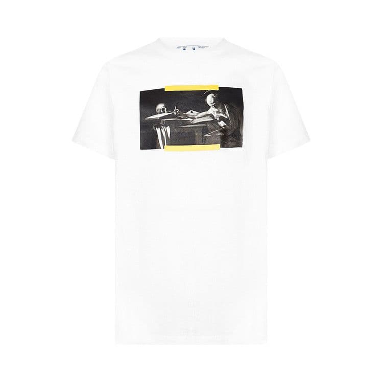 OFF-WHITE Caravaggio Saint Jerome Writing Hands Off Logo Slim Fit T-shirt While/Black/Yellow