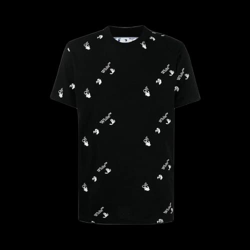 OFF-WHITE All Over Logo Print T-Shirt Black White