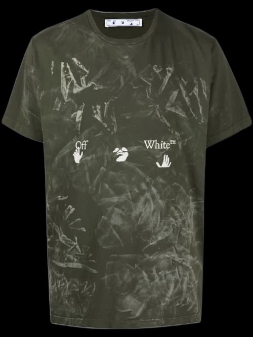 OFF-WHITE Paint Effect T-shirt Green/White