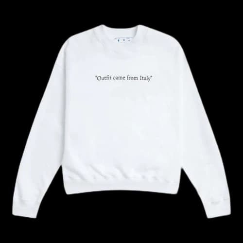 OFF-WHITE "Outfit Came From Italy" Print Crewneck White/Black