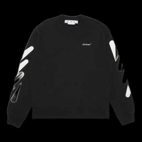 OFF-WHITE Spray Paint Diag Logo Print Crewneck Black/White