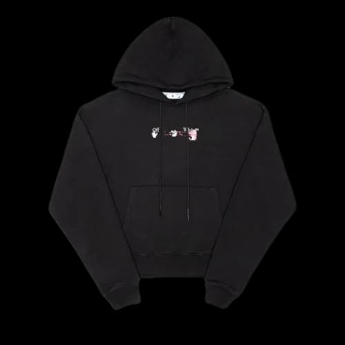 OFF-WHITE Acrylic Arrow Logo Print Hooded Sweatshirt Black
