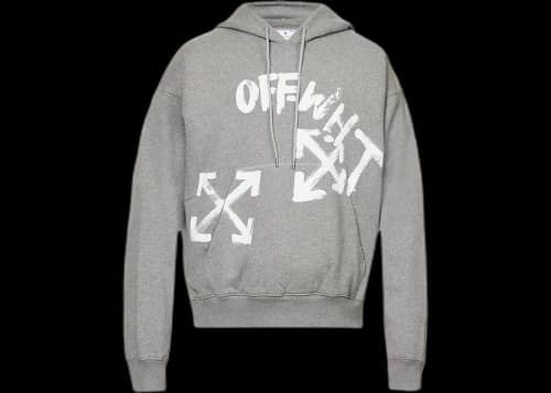 OFF-WHITE Paint Script Arrows Skate Hoodie Grey/White