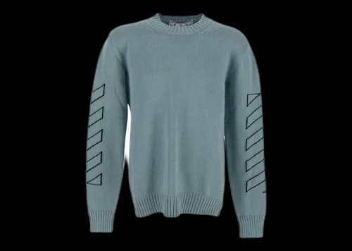 OFF-WHITE Arrows Diag Outline Intarsia Knit Sweater Light Green