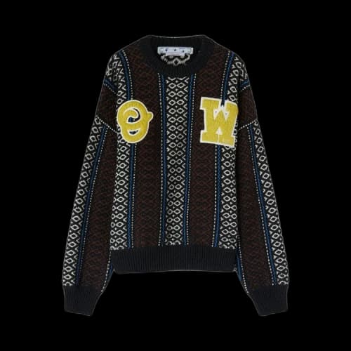 OFF-WHITE OW Baja Chunky Crew Knit Sweater Blue/Yellow/Multi