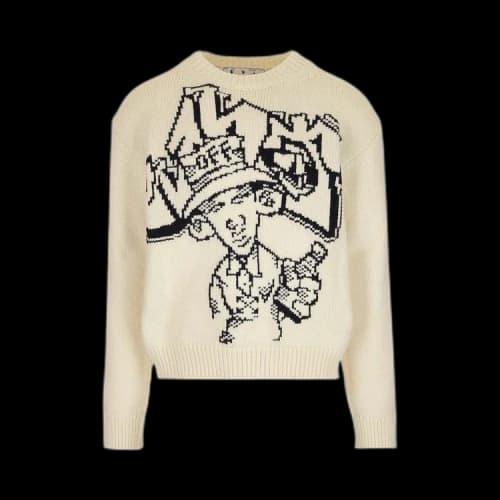 OFF-WHITE Graff Freest Chunky Knit Crew Off-White