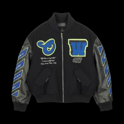 OFF-WHITE Logic Patch Varsity Jacket Black/Blue