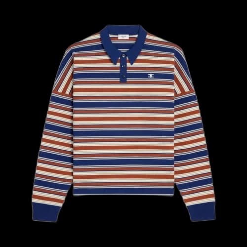 CELINE Triomphe Loose Striped Polo 'Navy/Orange/Ecru'