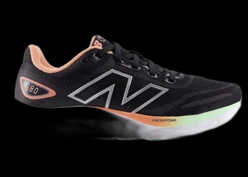 New Balance Fresh Foam 680v8 Black Dark Silver Metallic Peach Nectar (Women's)
