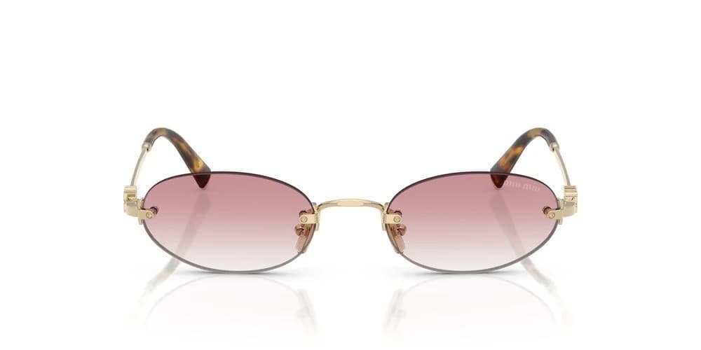 Miu Miu Miu Gafas De Sol Mujer Oro Ovaladas Rosa 51mm