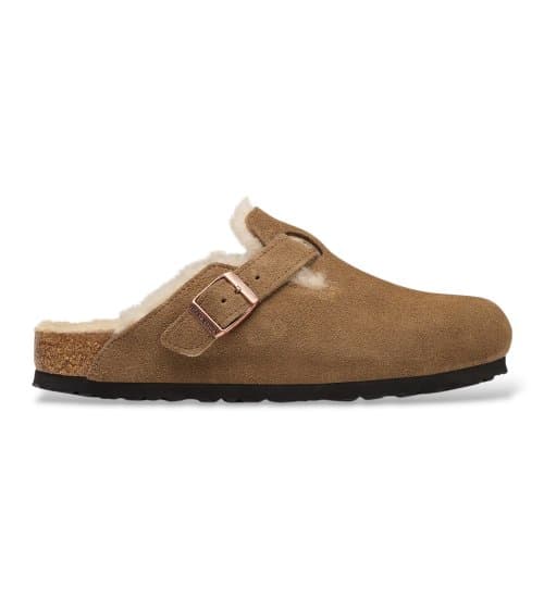 Birkenstock Zuecos De Piel Boston Shearling (ajuste Estrecho) Marrón