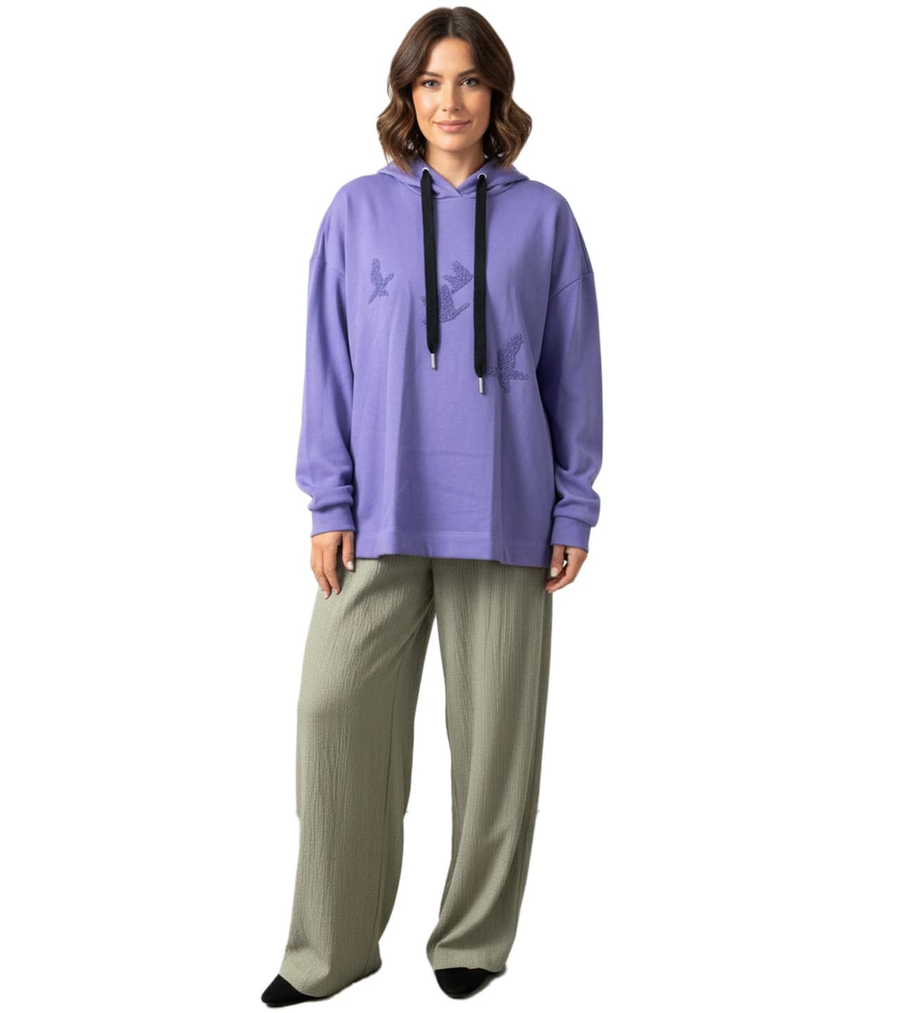 ZEGY Sudadera con capucha para mujer de algodón 1074, color morado