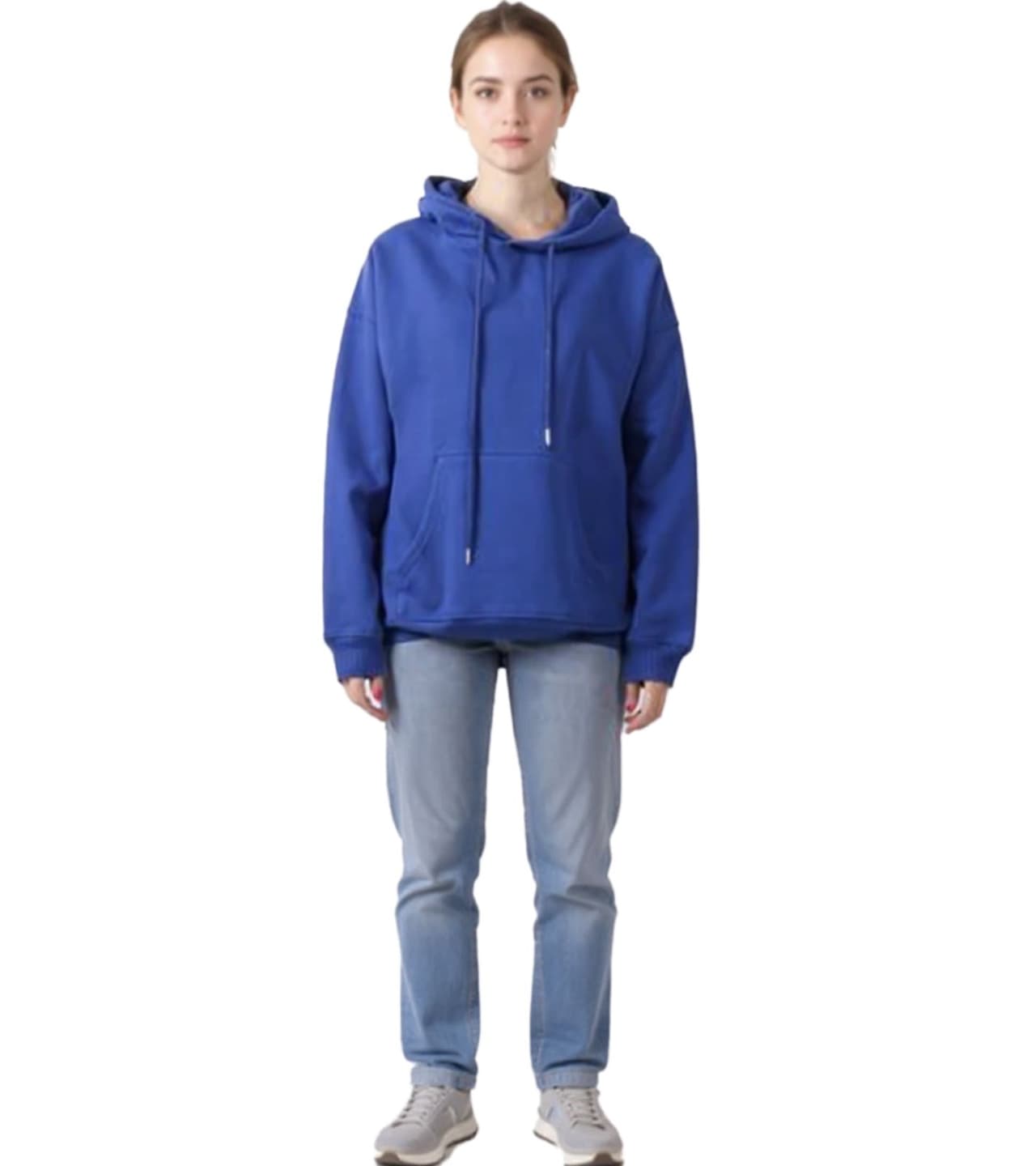 ZEGY Sudadera con capucha sencilla para mujer con bolsillo tipo canguro, color azul real