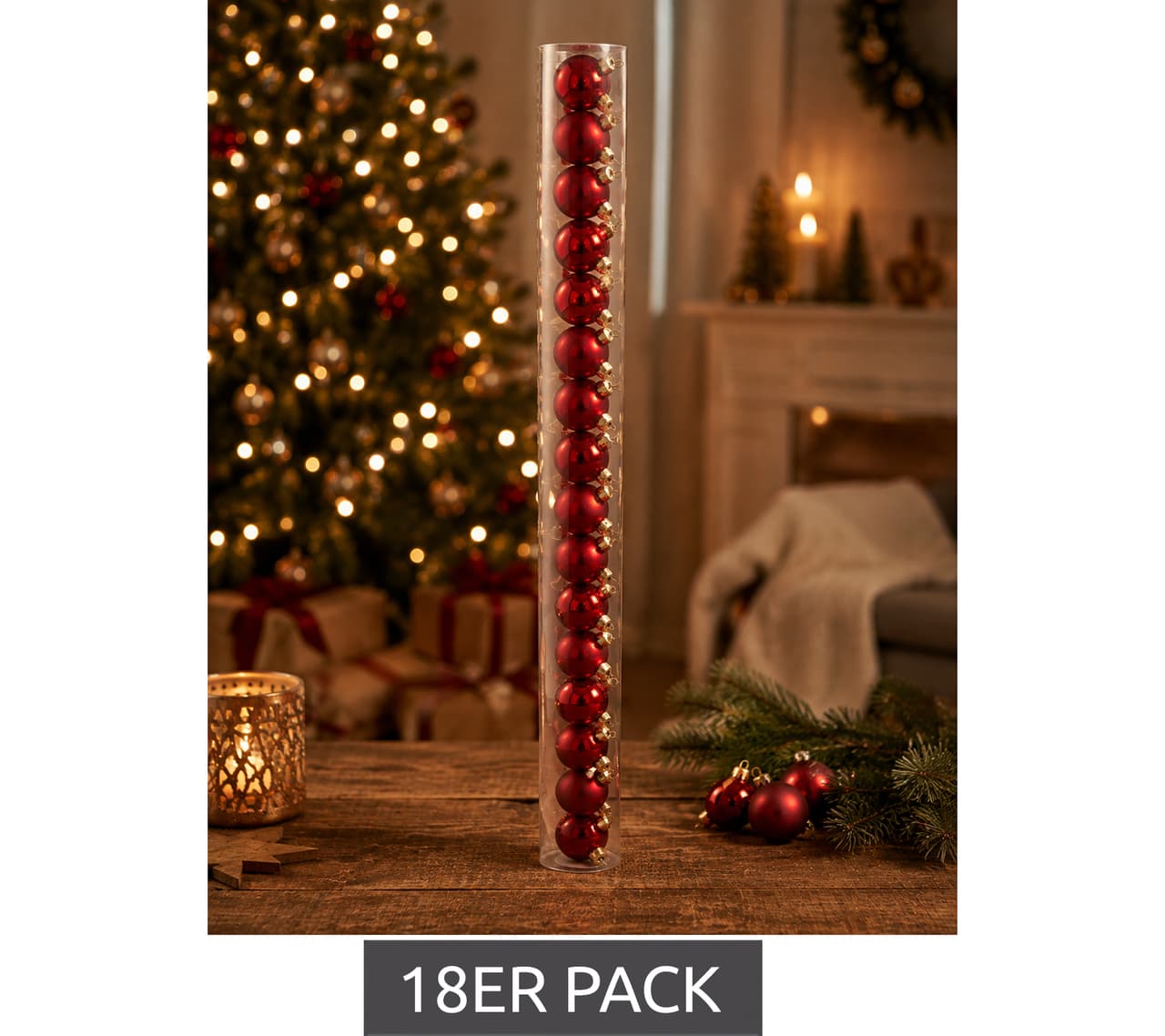 gwd Trend & Ambiente Juego de 18 adornos navideños de cristal, 25 mm de diámetro, **Grado B - Inspeccionados y en perfecto estado**, color burdeos mate/brillante