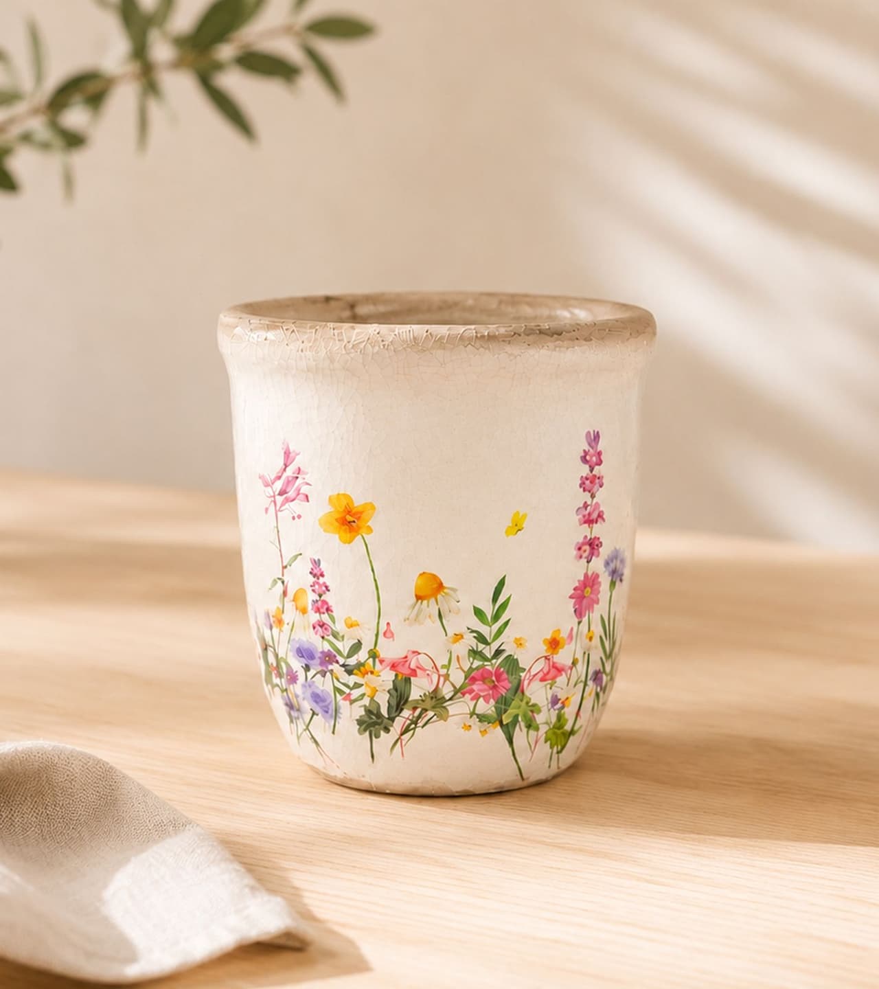 gwd Trend & Ambiente Maceta de cerámica con diseño floral, 11cm **Producto de segunda mano – Probado y en perfecto estado** Multicolor