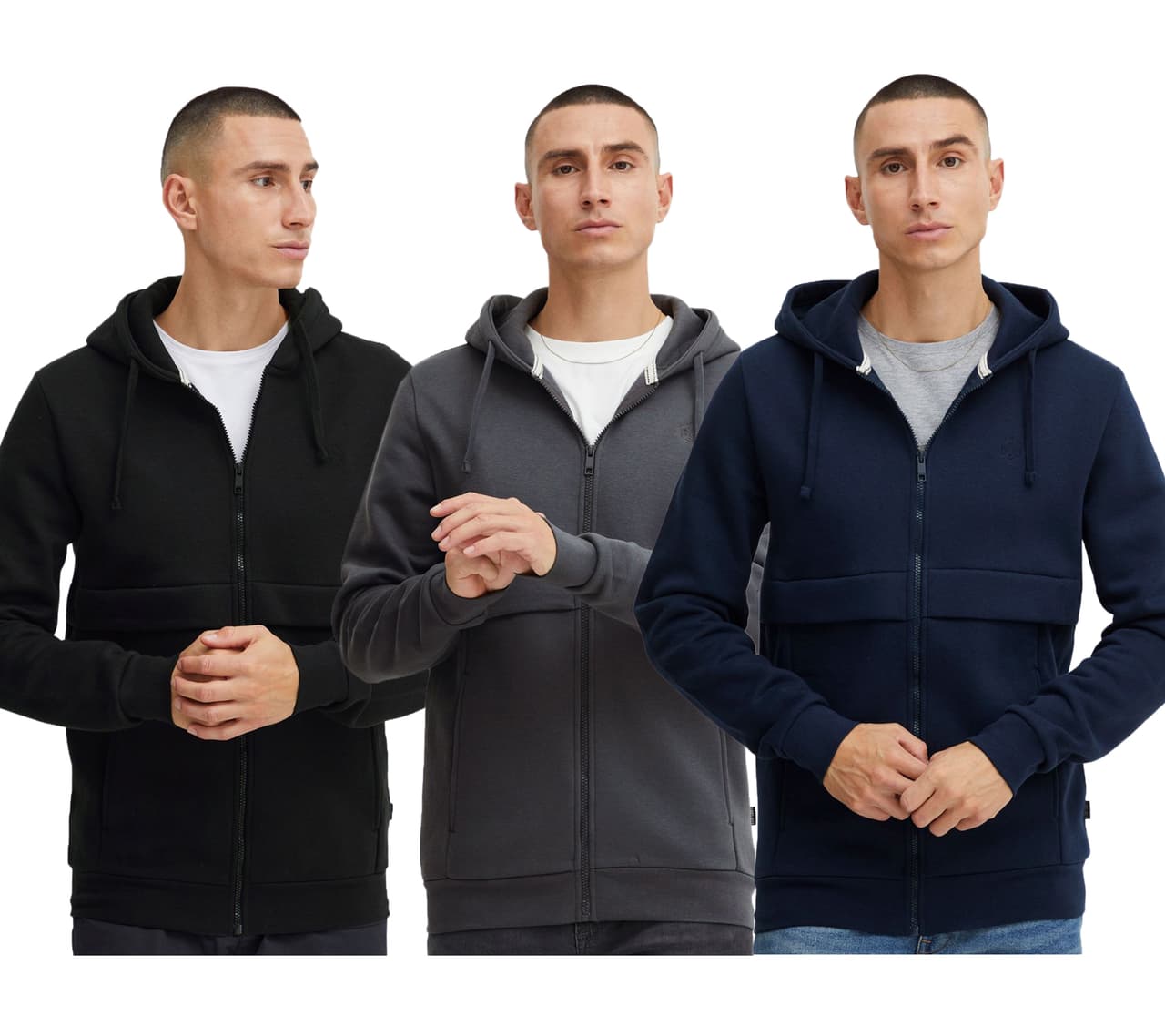 11 Project Sudadera clásica con cremallera para hombre PRAnnir Gris, Negro o Azul Oscuro
