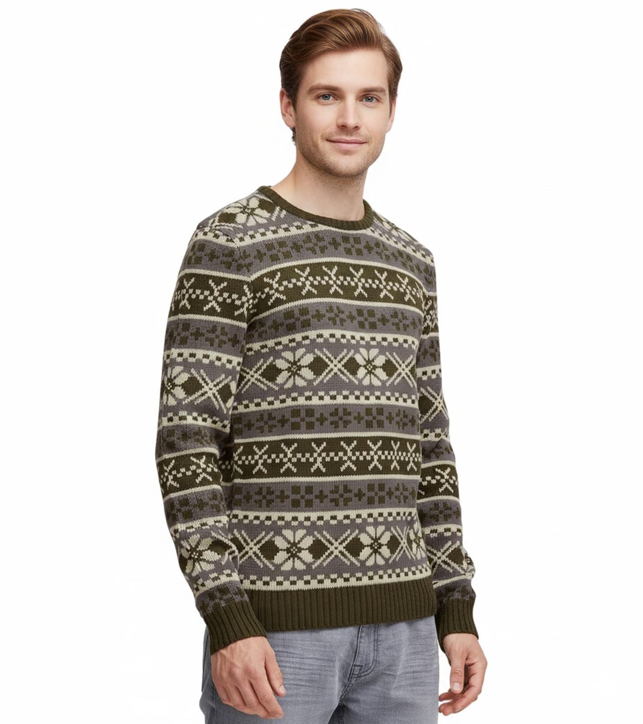 11 Project Suéter de punto de mezcla de lana PRPasco para hombre, camisa de manga larga, 20716671, 190414, azul/blanco/negro