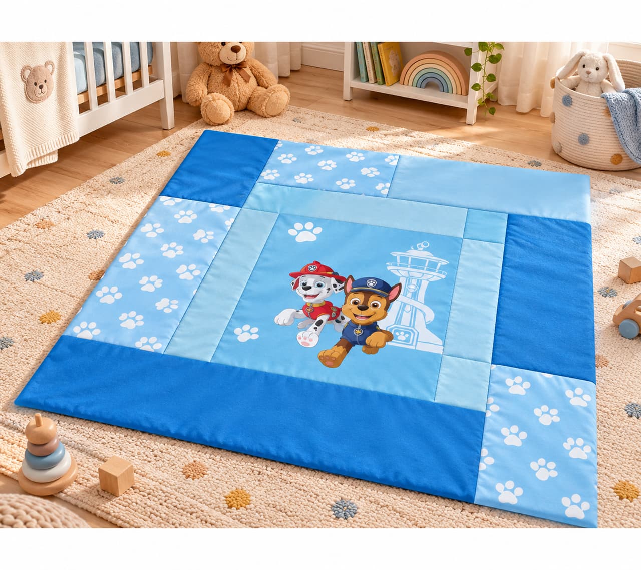 nickelodeon Herding Paw Patrol Manta de Gateo 115 × 115cm Acolchada para Bebés & Niños Pequeños de 100% Poliéster Multicolor