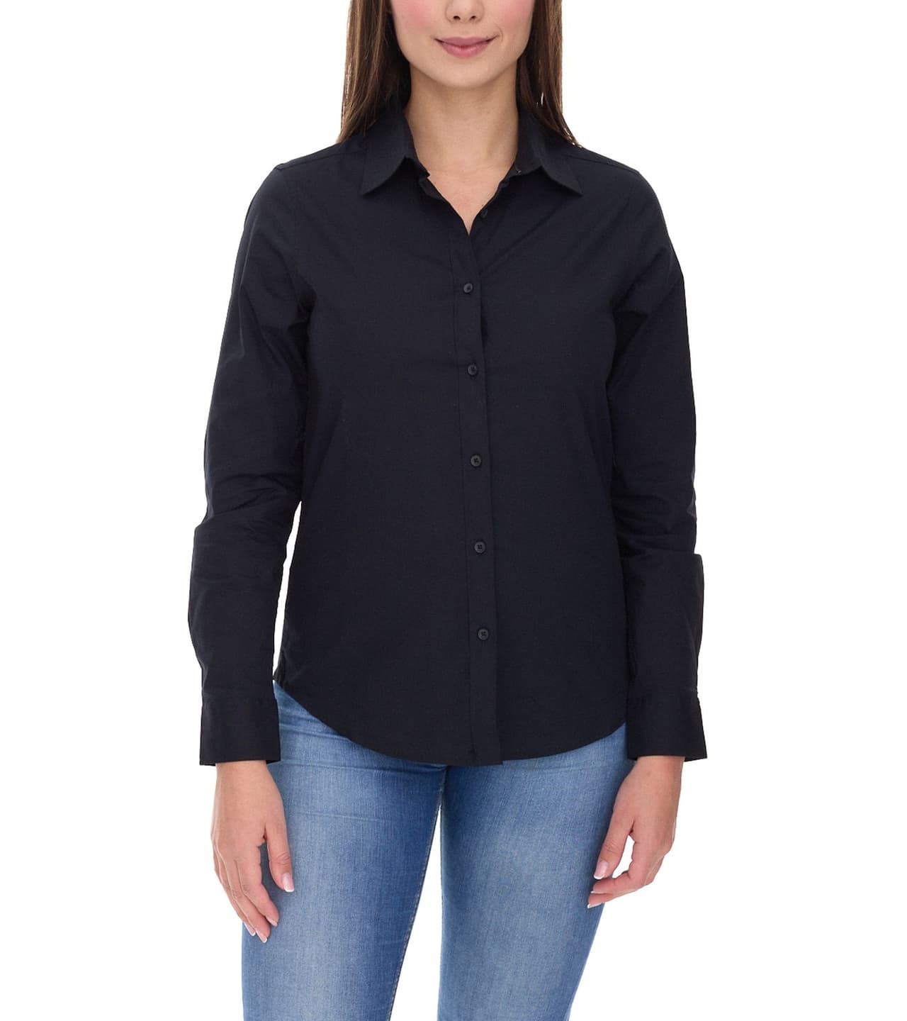 Elevate Camisa de manga larga Hamell, blusa sencilla para mujer, blusa de popelina Negro