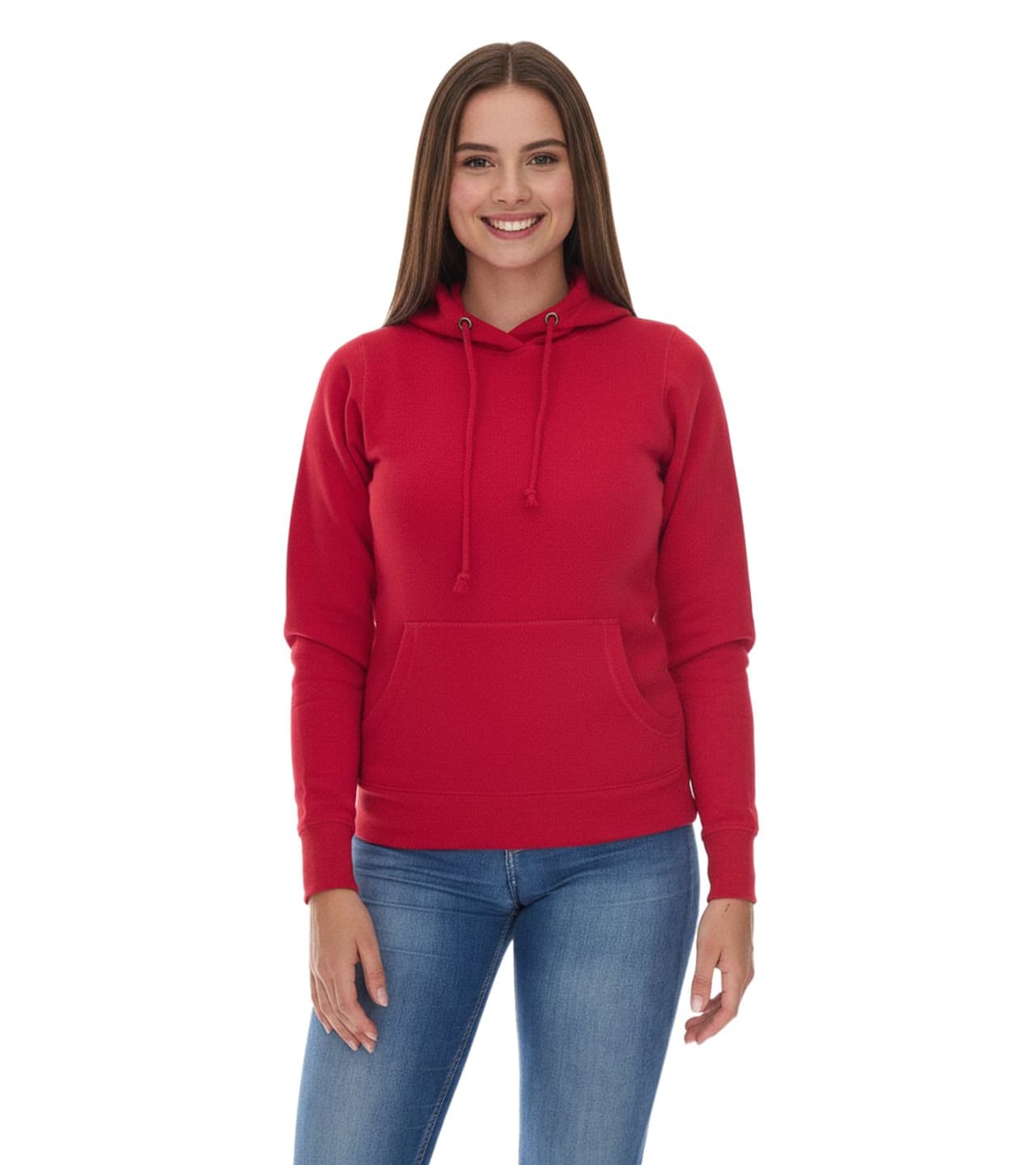 Elevate Sudadera con capucha para mujer Charon de algodón sencillo con bolsillo tipo canguro Rojo