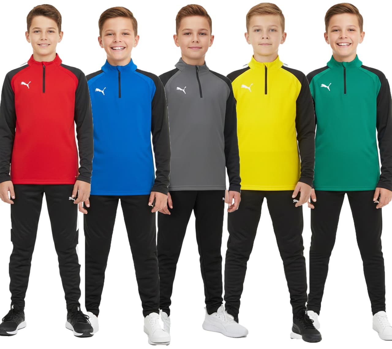 PUMA Sudadera Teamliga con cremallera de 1/4 para niños, camiseta de entrenamiento sostenible con dryCELL, 657237, roja, azul, gris, amarilla o verde
