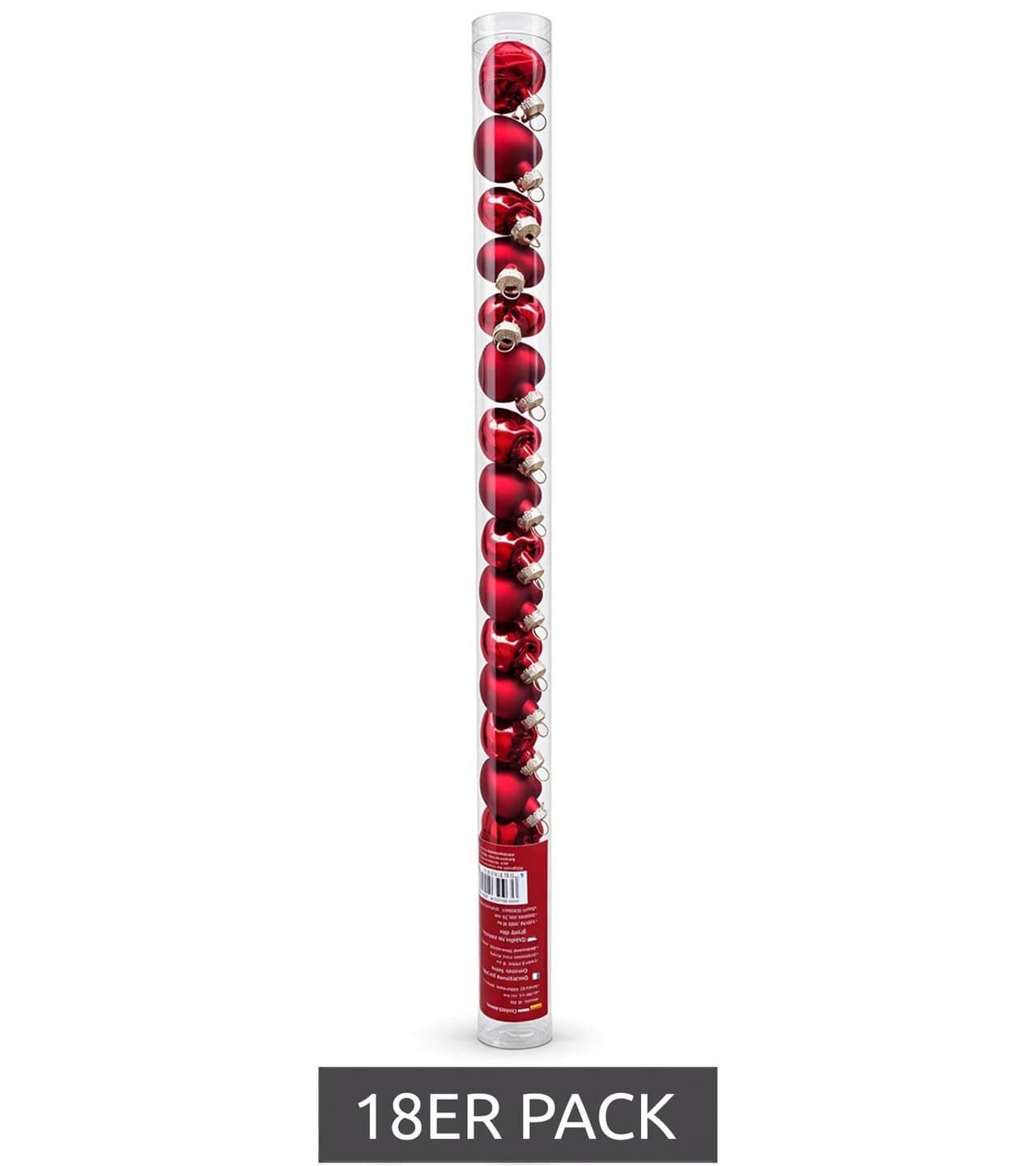 gwd Trend & Ambiente Juego de 18 adornos navideños para árbol, Ø 25 mm, de cristal, con forma de corazón, decoración navideña **Producto de segunda mano – Inspeccionado y en perfecto estado** Rojo mate/brillante