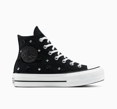 Converse Chuck Taylor All Star Lift Platform Bows & Studs Black/Silver/White