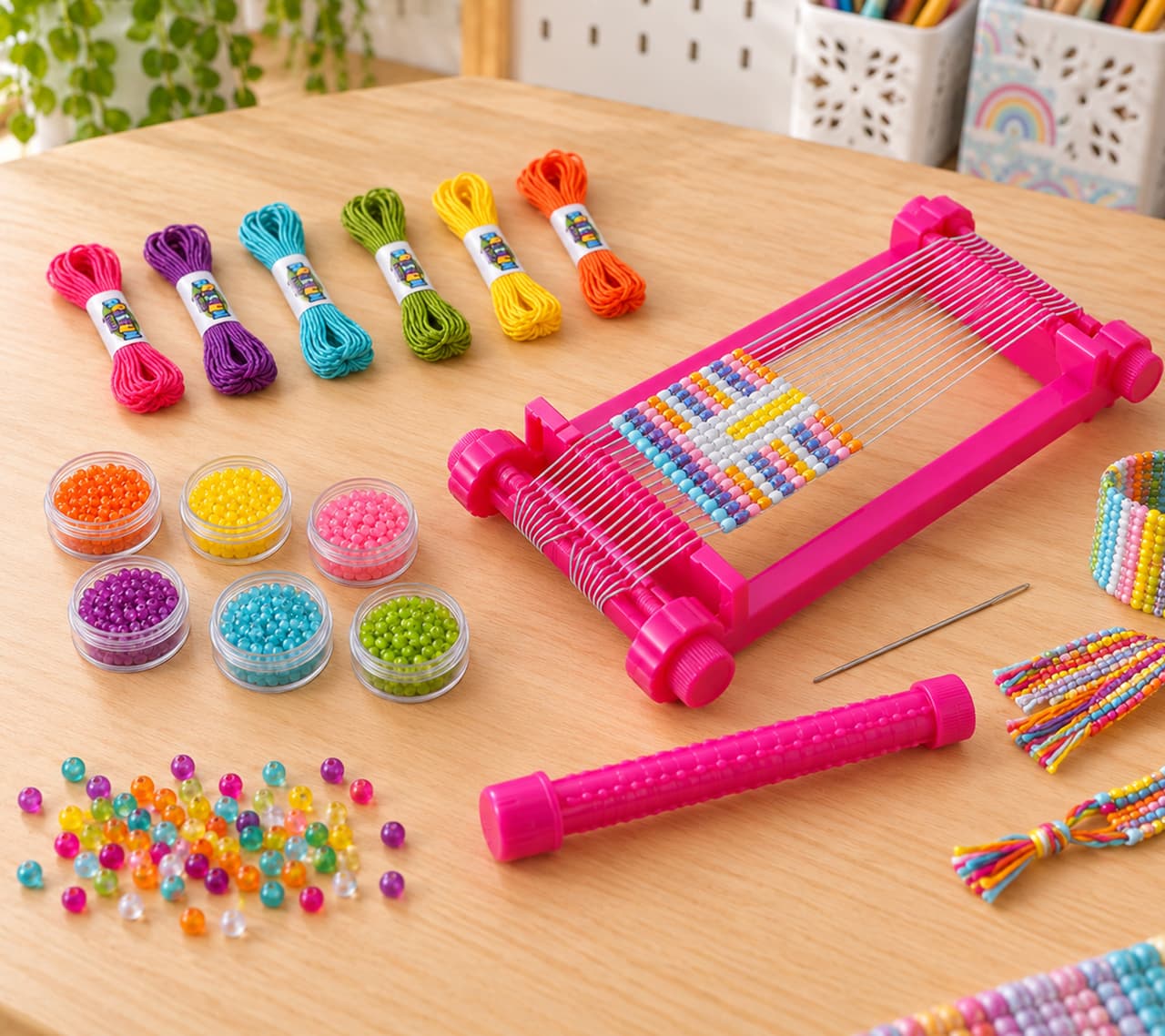 Simba Set de Telar para Abalorios Art & Fun Creative con más de 960 Perlas & 6 Colores de Hilo **Producto de segunda selección – probado & totalmente funcional** Multicolor