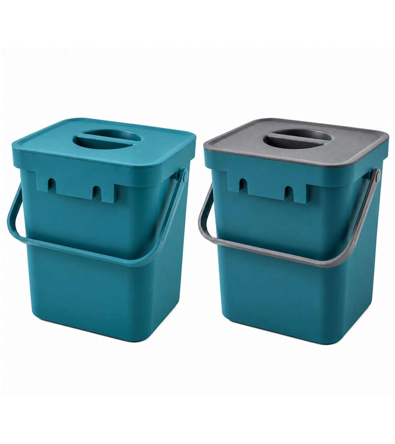 O46VS (MB8) Cubo de basura orgánico de 5 litros con asa, 24 x 16 x 15 cm, gris, azul o azul/gris