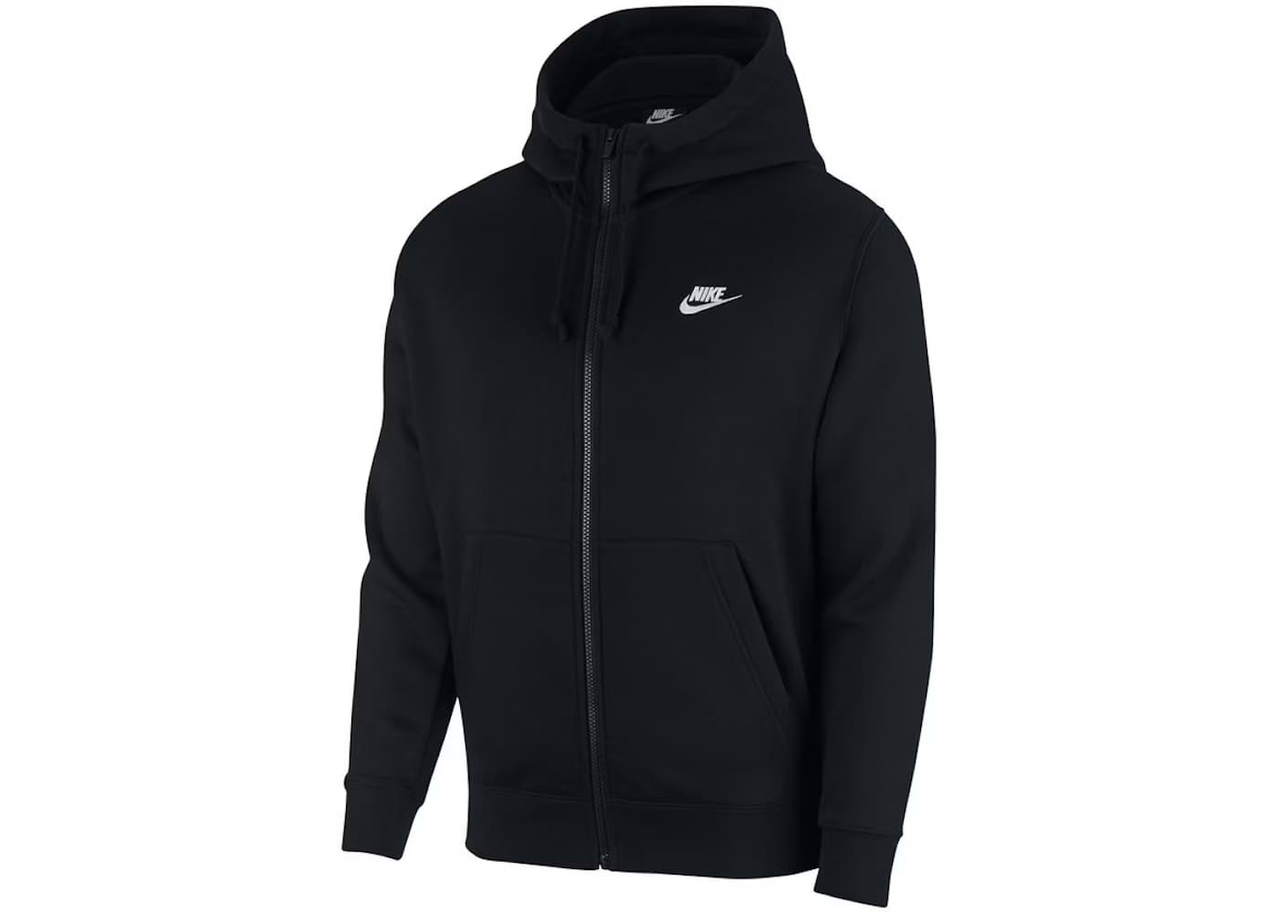 Nike Sportswear Club Fleece Full-Zip Hoodie Black/Black/White — Nike en Ibiza