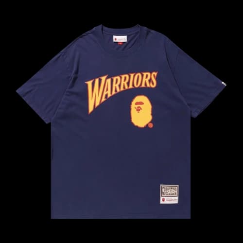 BAPE x Mitchell & Ness Warriors Tee 'Navy'