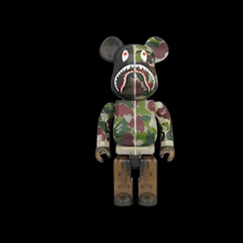 BAPE Medicom Toy Bearbrick ABC Camo Shark 100% & 400% Set 'Clear Green'