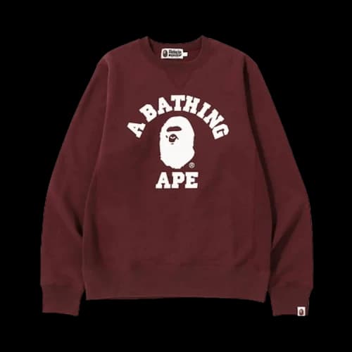 BAPE College Crewneck 'Burgundy'