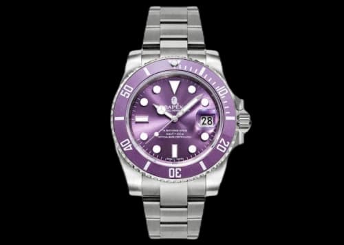 BAPE A Bathing Ape Type 1 Bapex Watch Silver/Purple