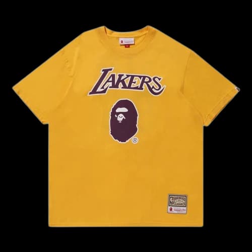 BAPE x Mitchell & Ness Lakers Tee 'Yellow '