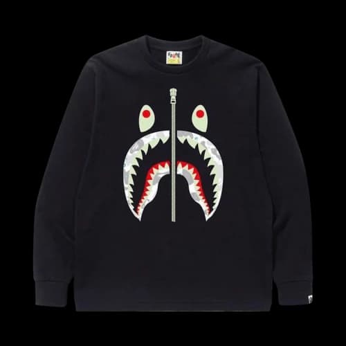 BAPE Space Camo Shark LS T-Shirt 'Black'