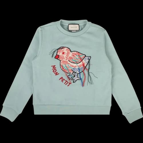 Gucci Embroidered Mon Petit Crewneck Sweatshirt 'Blue'