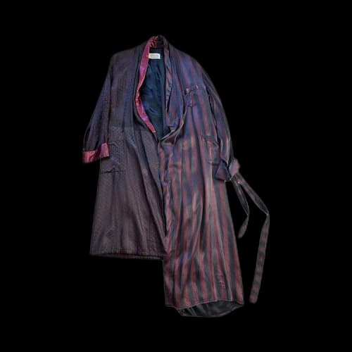 Vintage Maison Margiela Runway Upcycled Asymmetric Lounge Robe (1 Of 1) 'Black/Multicolor'