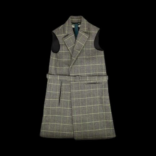 Off-White Plaid Belt Vest Coat 'Grey/Green'