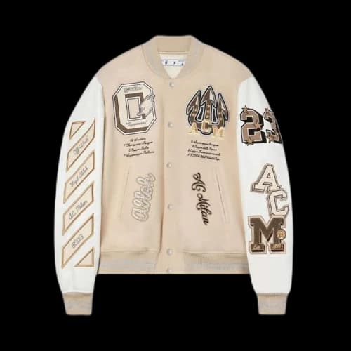 Off-White x AC Milan Varsity Jacket 'Cream/White'