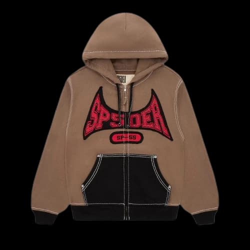 Sp5der T&F Zip Hoodie 'Brown'