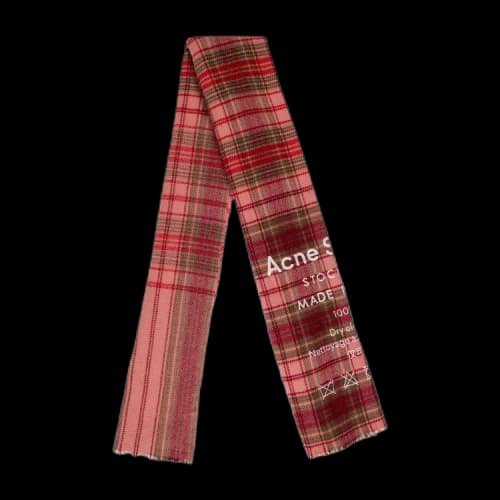 Acne Studios Wool Plaid Print Scarf 'Red'