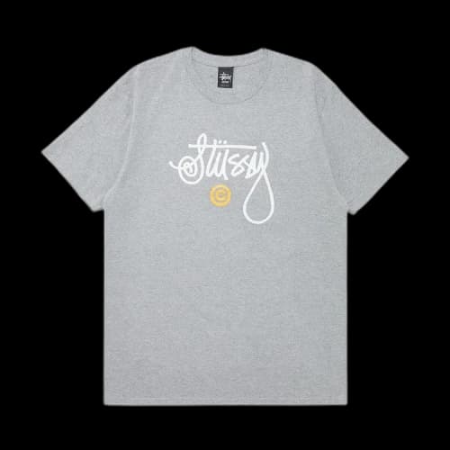 Stussy Cursive Basic Logo Tee 'Grey Heather'
