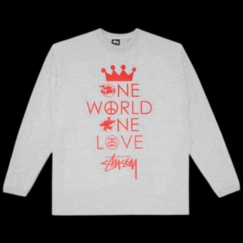 Stussy Gear One World One Love Long-Sleeve Tee 'Grey Heather'